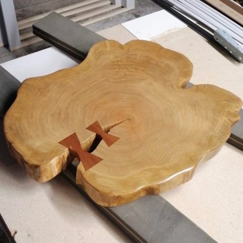 Baumscheiben Tisch Kirsche mit Schwalbenzinken
